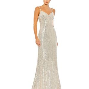 Ieena by Mac Duggal Women's Cream Maxi Dress